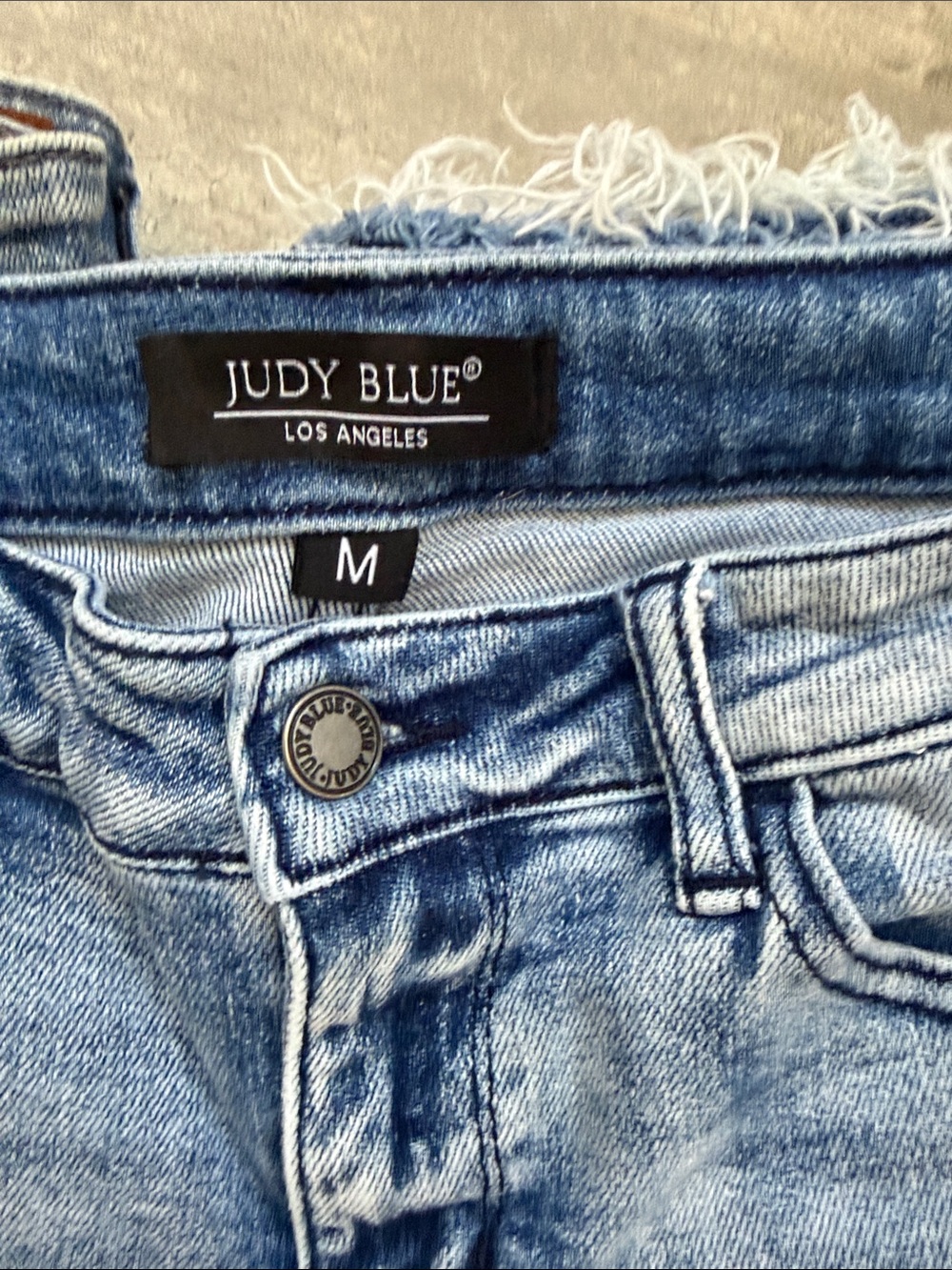 Judy Blue Light Blue Distressed Denim Shorts - Picture 2 of 3